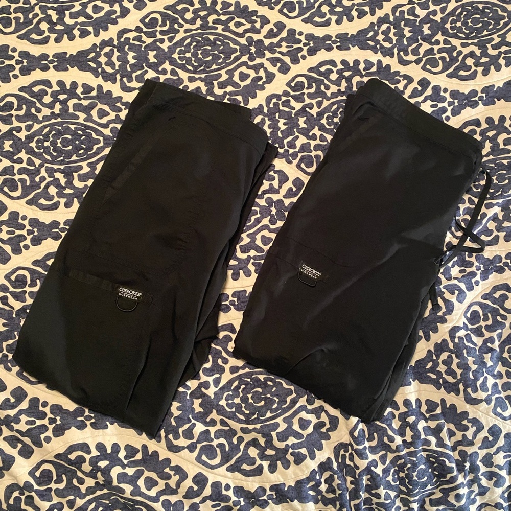 Set of 2 Cherokee Workwear Revolution Black Scrub Pants